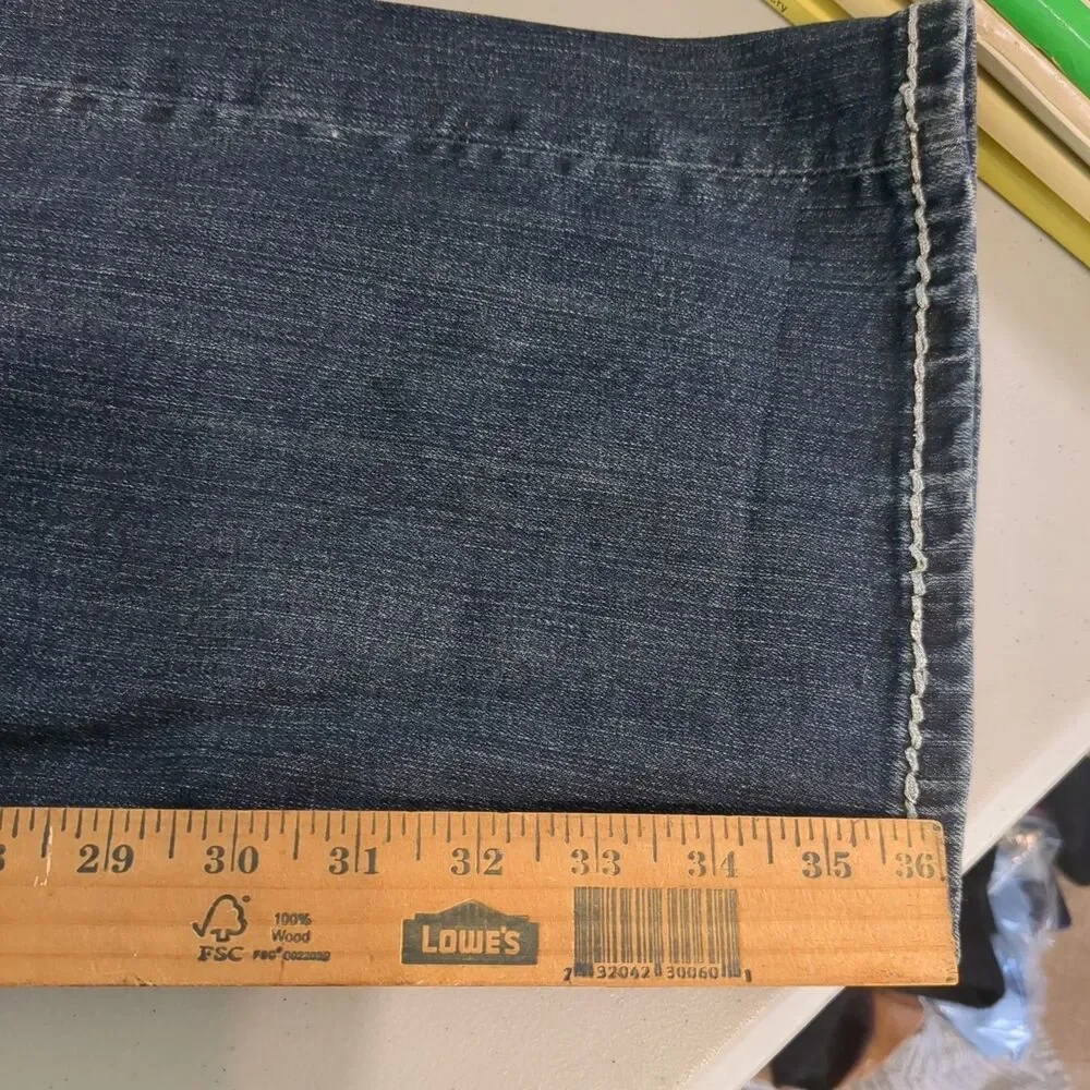 Cowgirl Tuff Jeans Womens 36x37 Don't Fence Me In Bootcut Blue Stretch Zip Fly